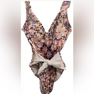 Mynah XXL One Piece Swimsuit Bohemian Multicolor Low Back Front Tye Summer Fun